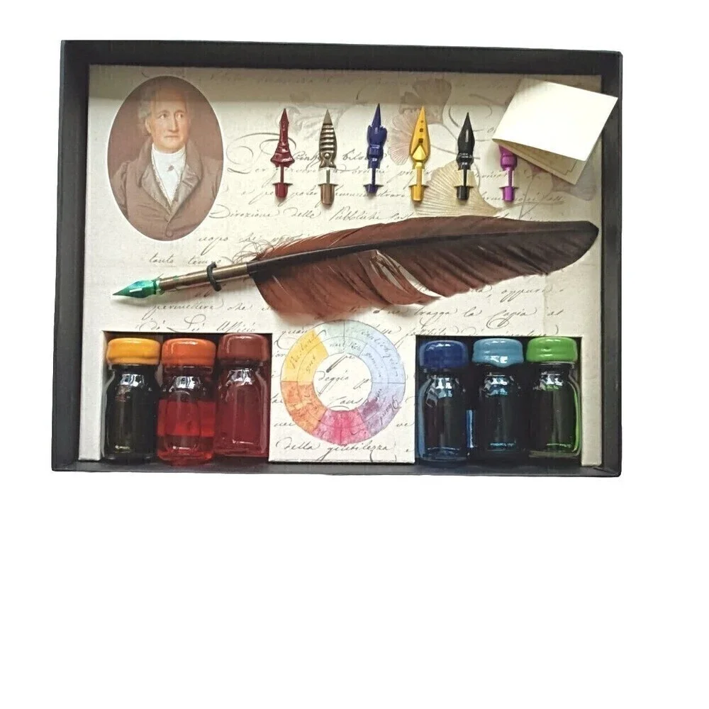 FRANCESCO RUBINATO Calligraphy Italian Quill Dipping Pen 6 Inks 7 Metal Nibs